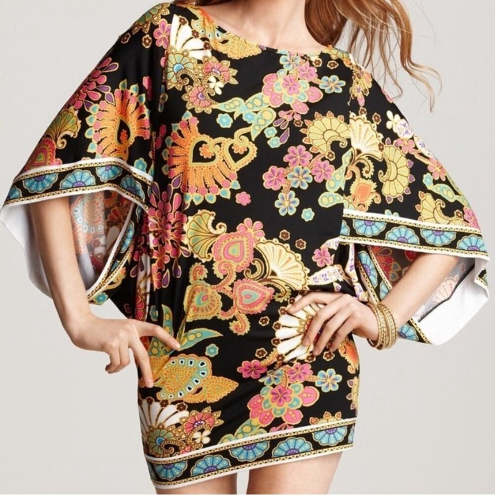 Trina Turk Women's L Nandini Print Swim Cover-Up Tunic Poncho Style